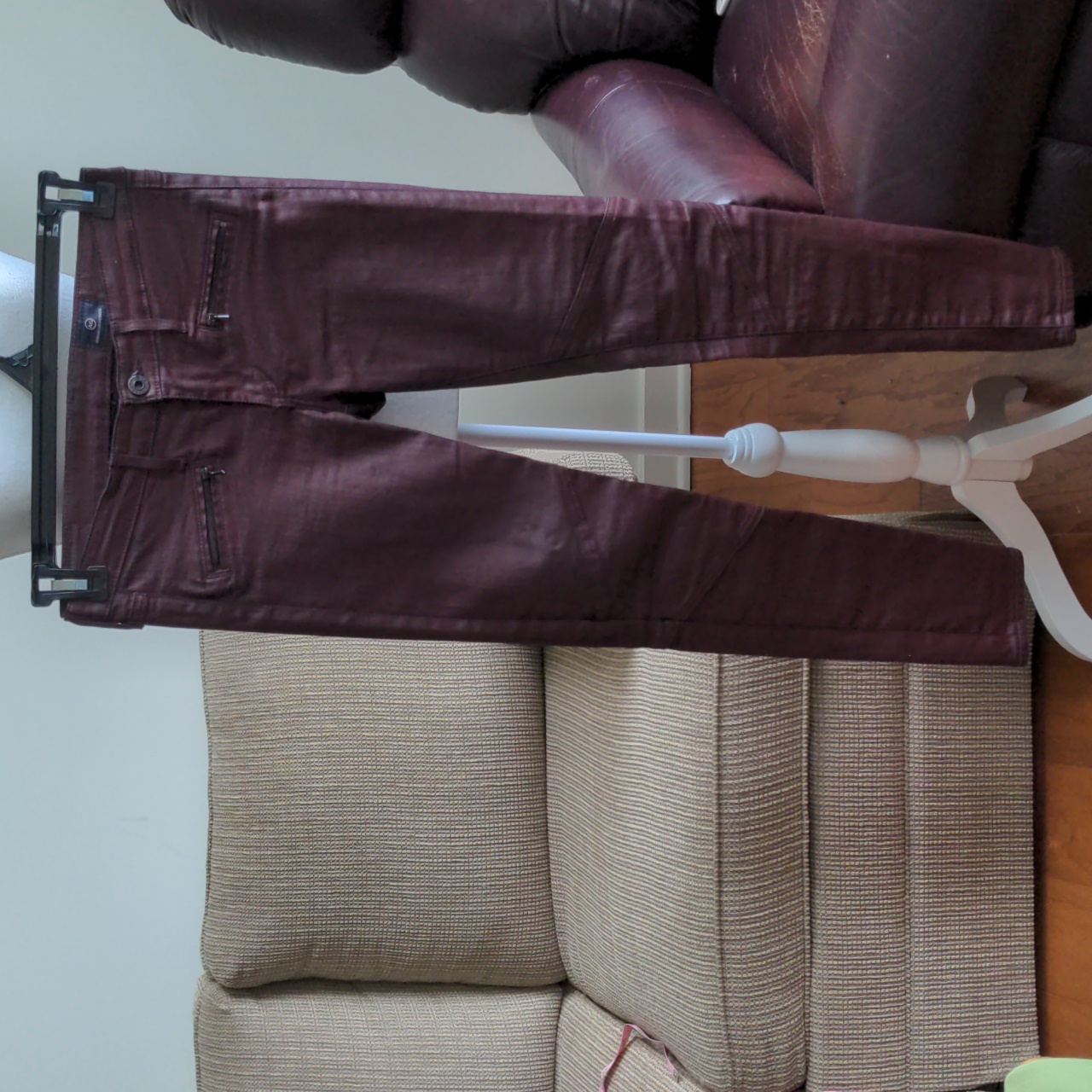 Ag Adriano Goldschmied Size 26r Skinny Rust Colored Cotton Blend W/ Coating. Euc